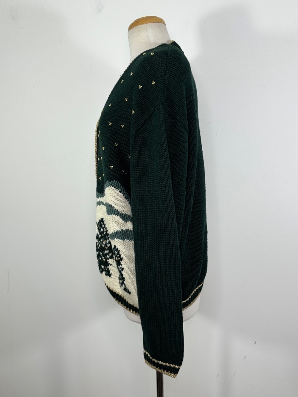 Vtg. CHRISTOPHER & BANKS Hand Embroidered Christmas V - Neck Cardigan Sweater XL - Picture 8 of 15